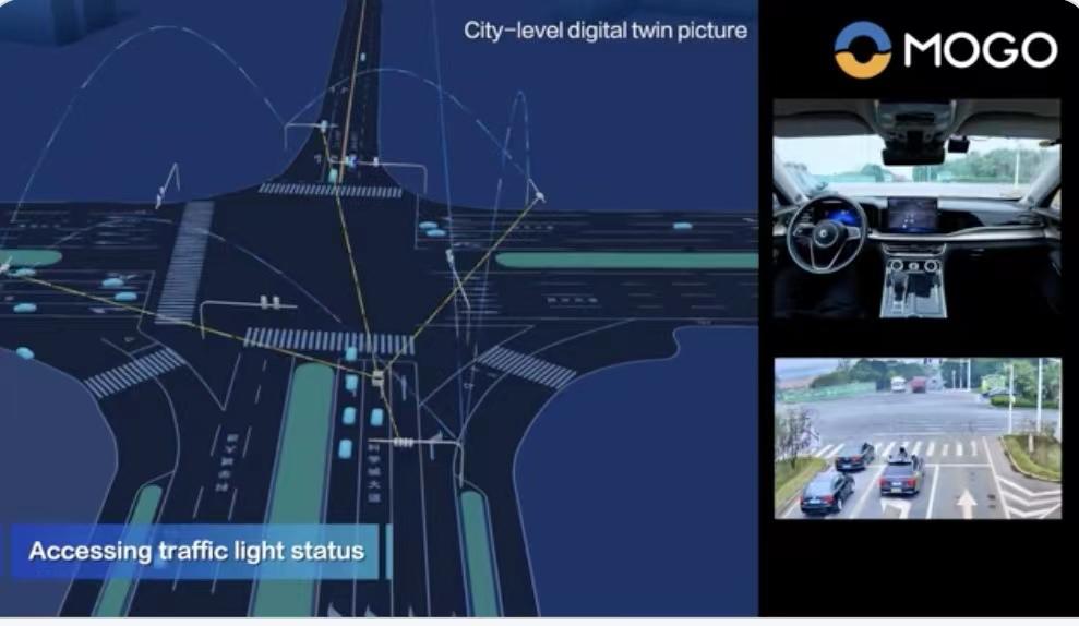 　　蘑菇AI数字道路基站2.0,与自动驾驶车辆进行数据交互