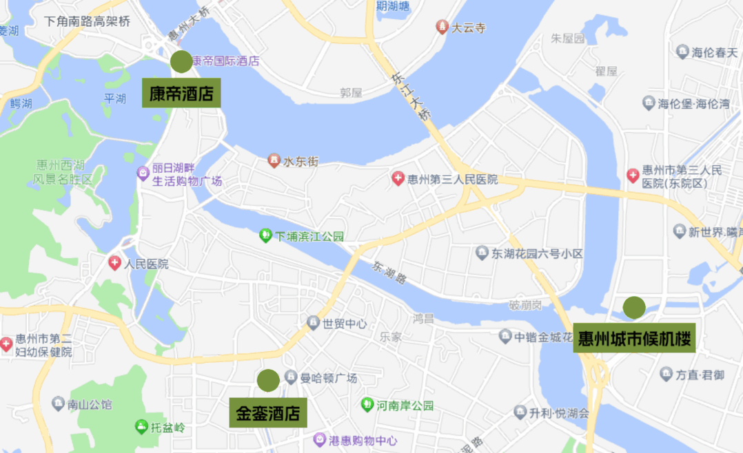 惠州上/下车地点示意图