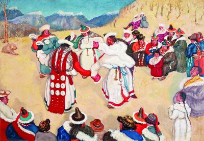     蒙藏女子歌舞图（油画） 孙宗慰