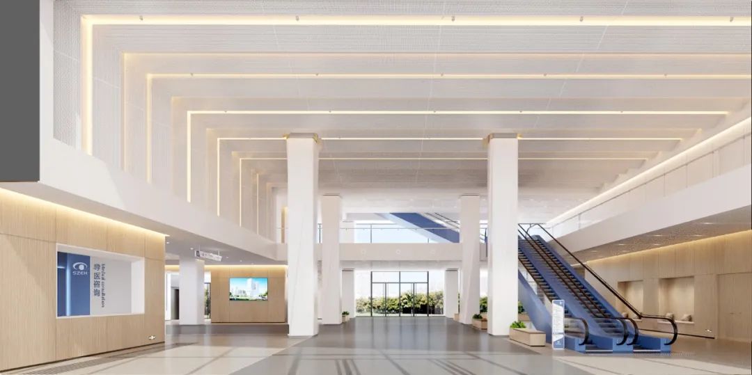 (医院大厅效果图)中层设计空中花园打造"城市之眼",建设从建筑内部