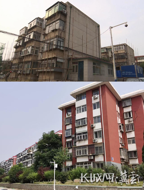 唐山培仁里小区改造前后对比图.资料图