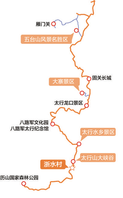 山西省太行一號旅遊公路路線示意圖. 山西省交通運輸廳供圖