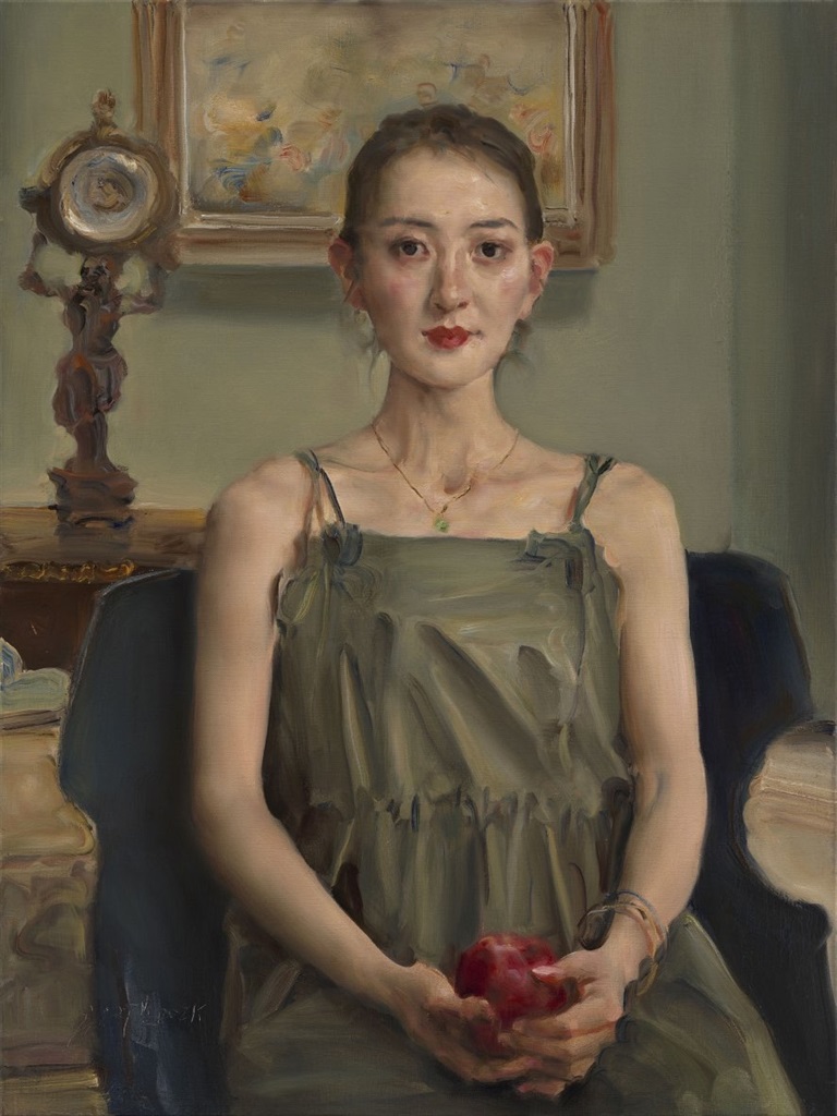 庞茂琨《青岛女孩之一》布面油画80*60cm