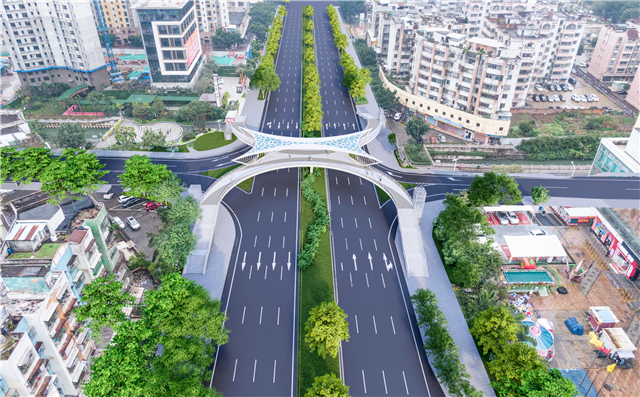 "双月蝶舞"人行天桥效果图