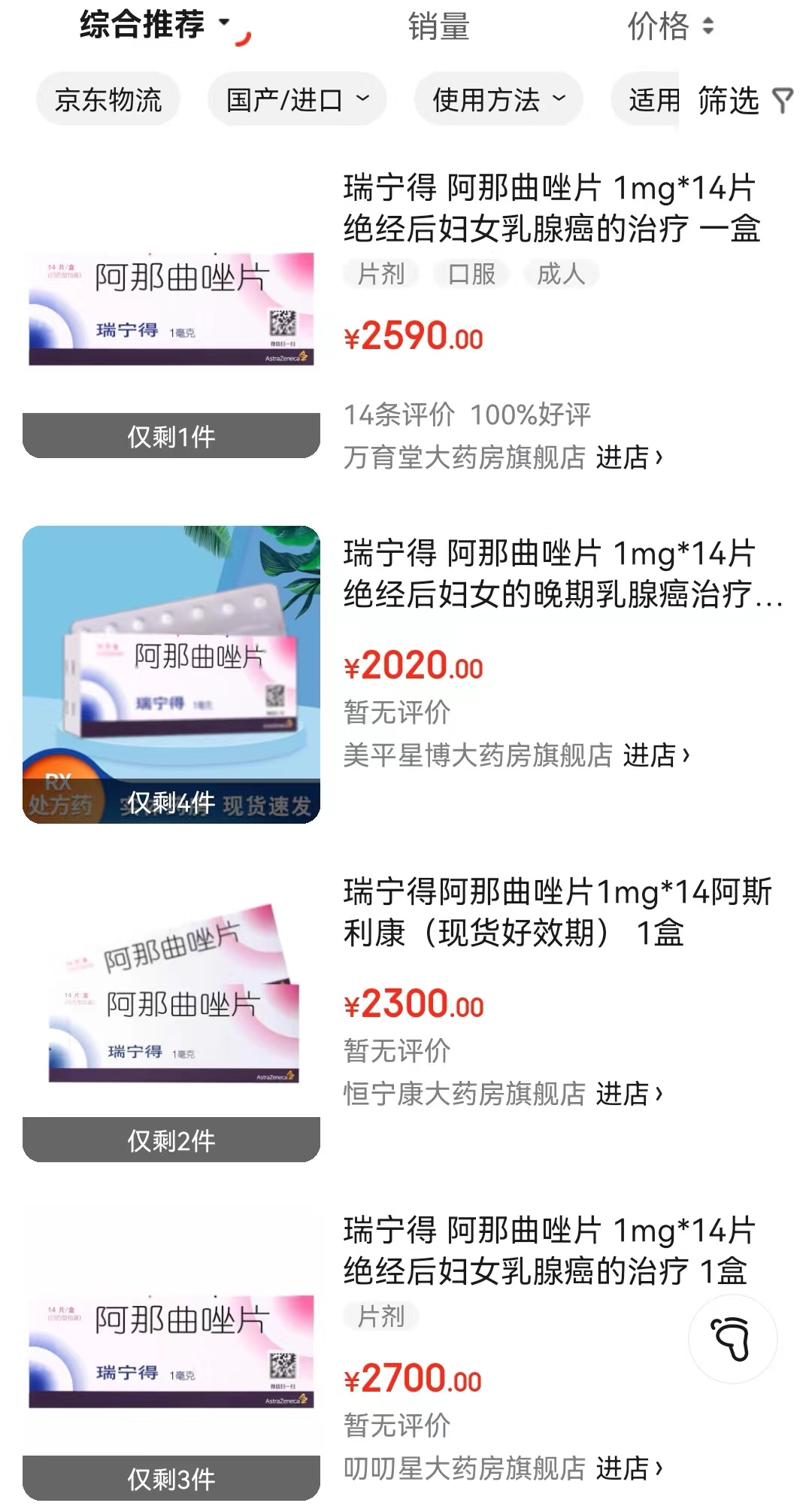 乳腺癌治疗药瑞宁得出现断货原价不足300元一盒炒到2800元