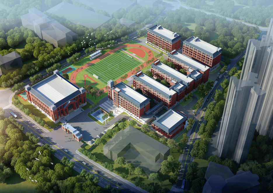 校园鸟瞰效果图.