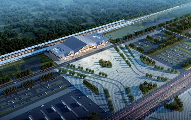 潍烟高铁招远站鸟瞰图