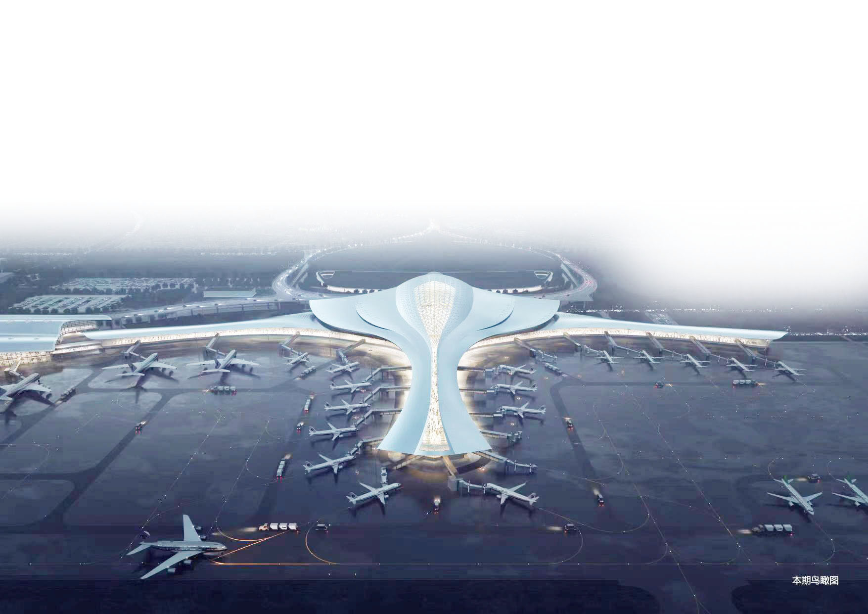 扬泰国际机场二期效果图,新航站楼形似展翅雄鹰.受访者供图