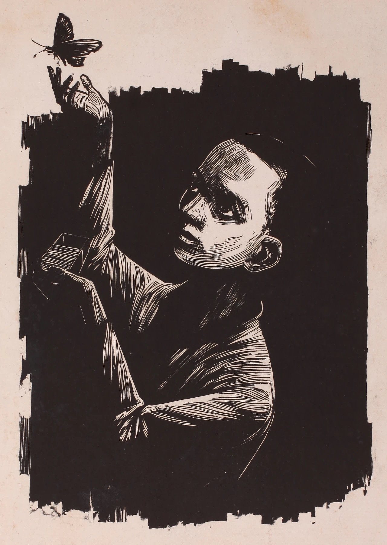 对比强烈的版画形式,以第一视角形象塑造了江姐,许云峰,成岗,龙光华