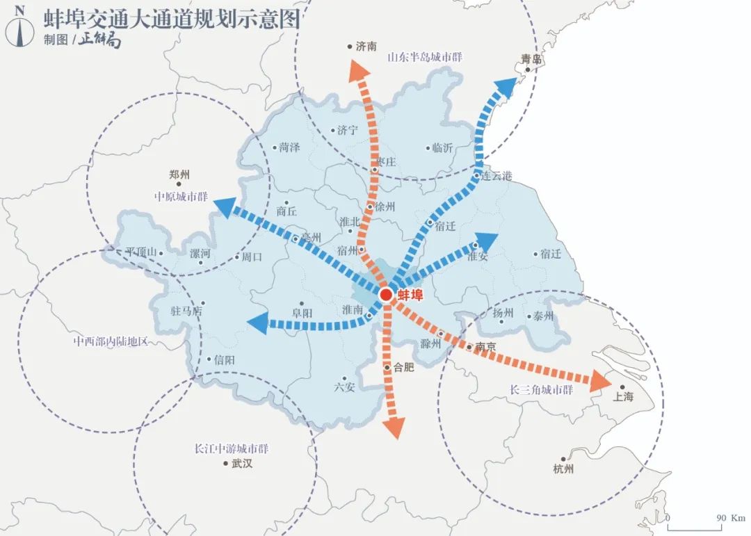 蚌埠交通大通道规划示意图