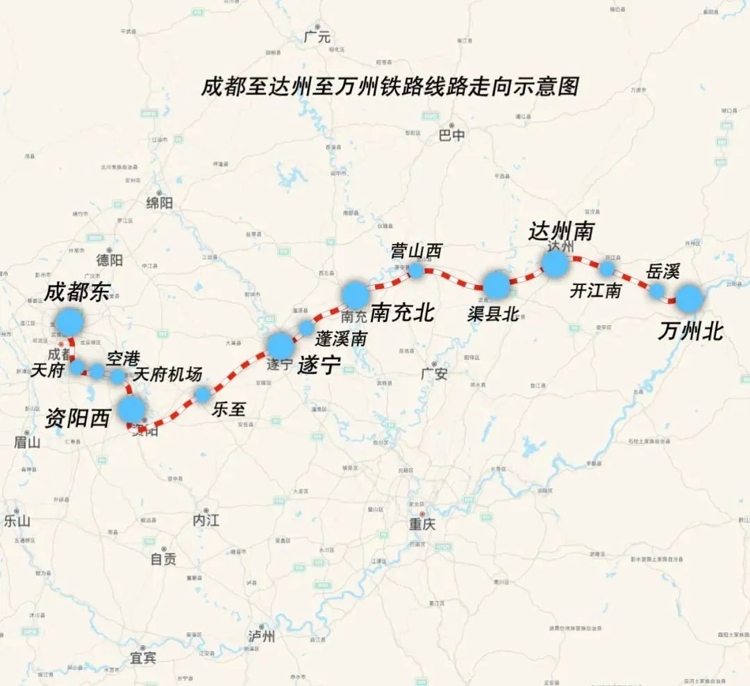 成达万高铁是我国"八纵八横"高铁网沿江通道的重要组成部分,从成都