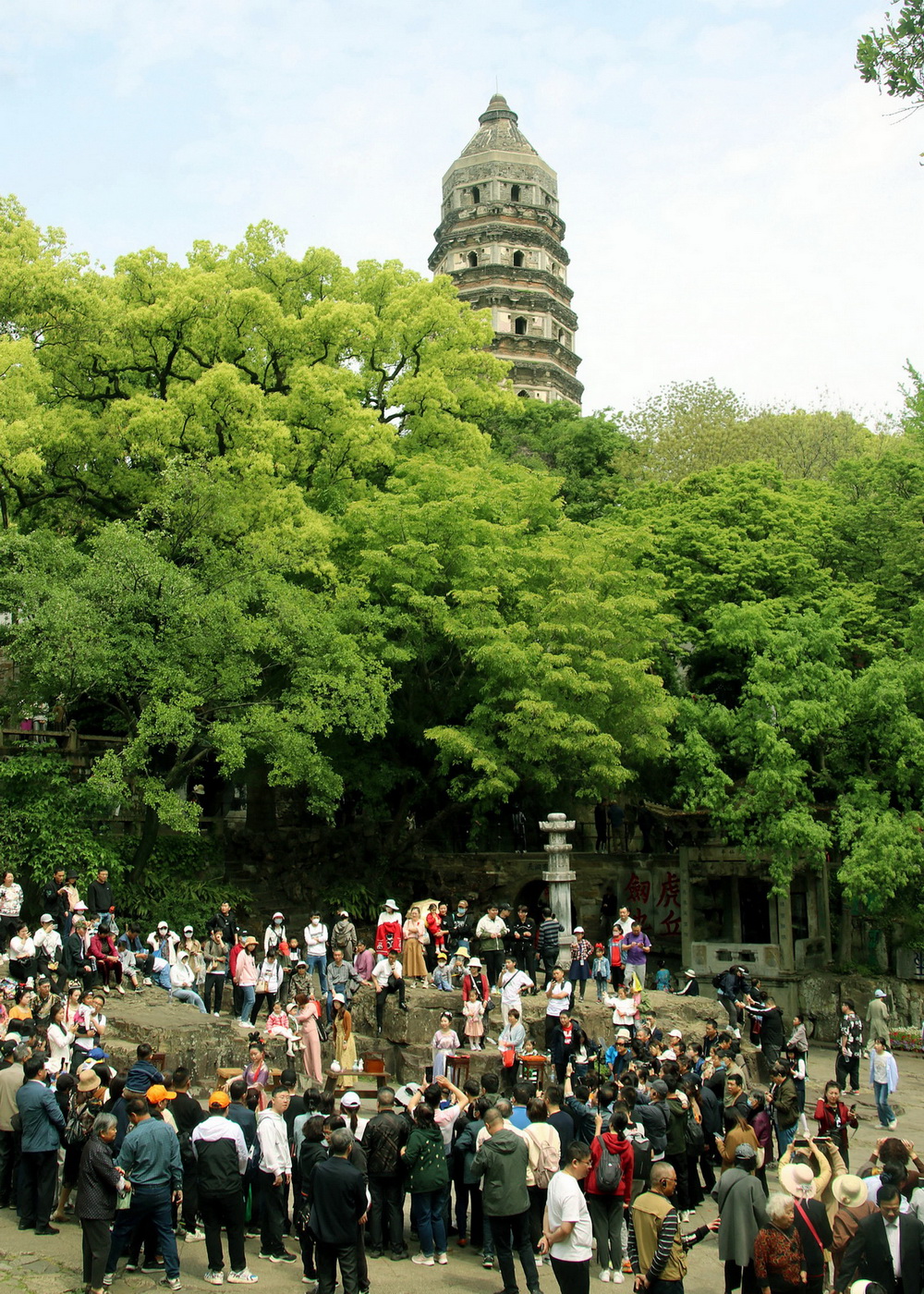 4月22日,苏州,游客在虎丘山景区观光赏景.