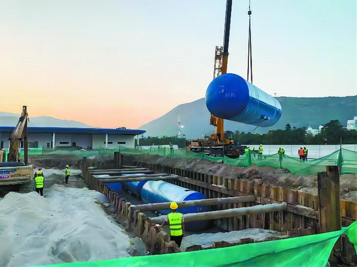 建设中的地下雨水调蓄罐