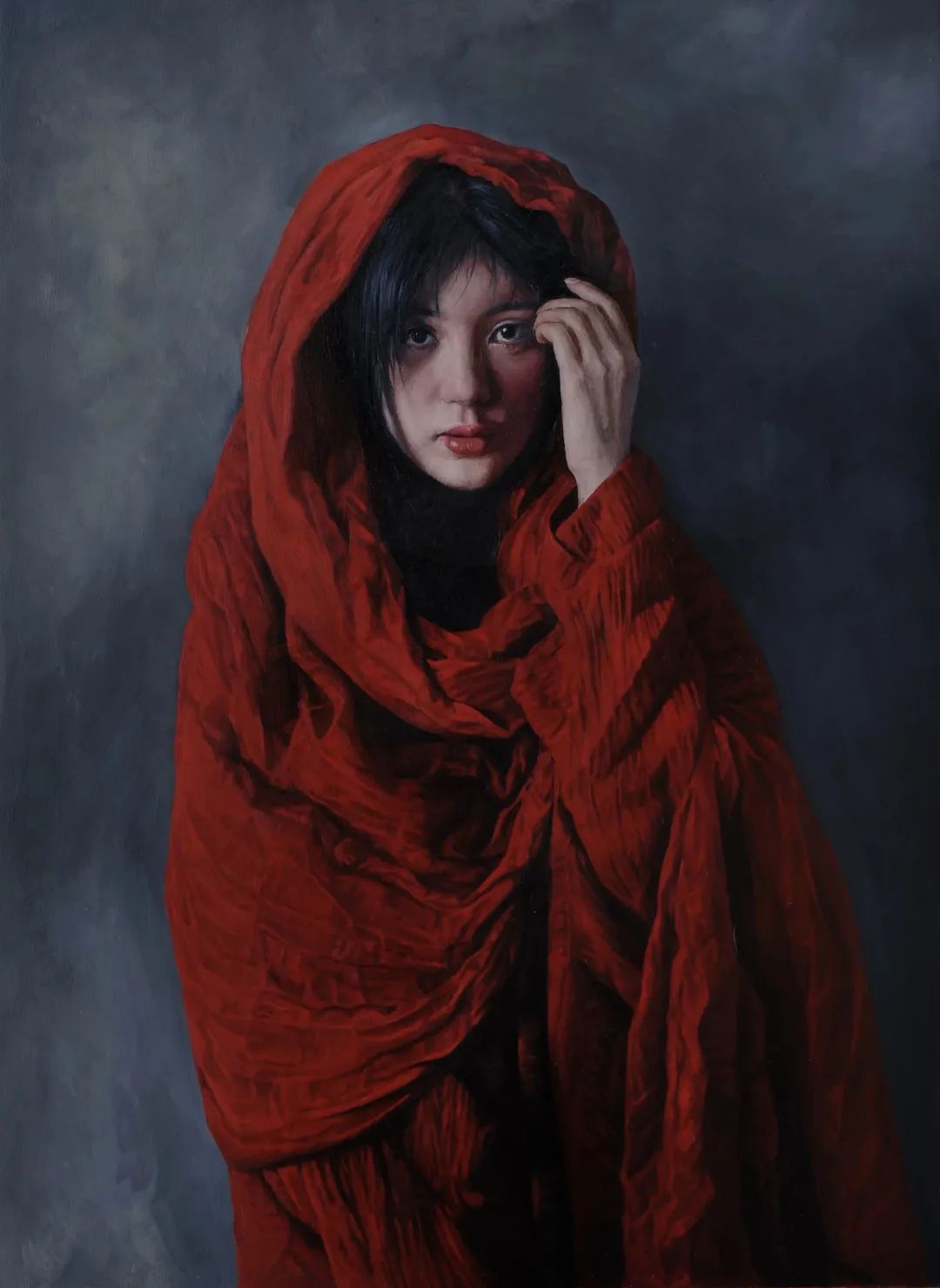 周羽单油画《红澜》