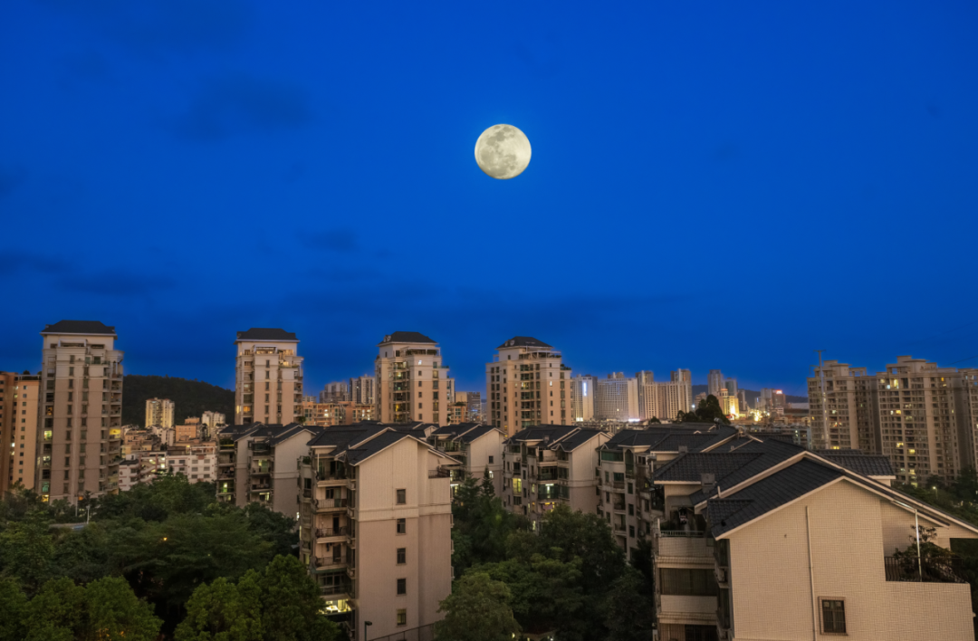 江门的夜空,明月高悬,天色澄静.周华东 摄