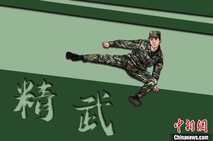 青海武警手绘超帅五四海报致敬迷彩青春