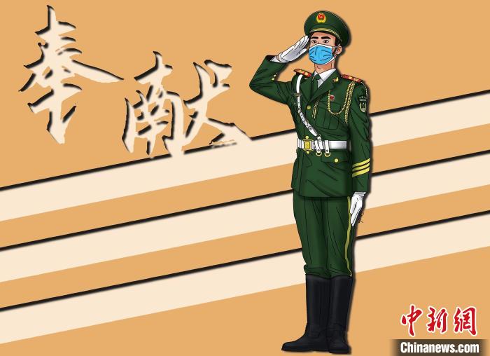 青海武警手绘超帅五四海报致敬迷彩青春