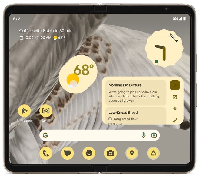 Google Pixel Fold内屏 图源 ：Google
