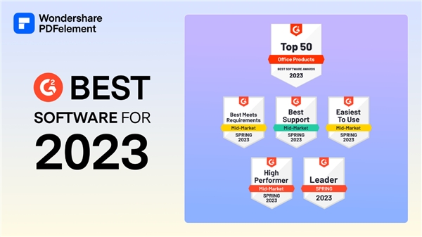 Wondershare PDFelement荣获包括“2023最佳办公软件Top 50”在内60项大奖