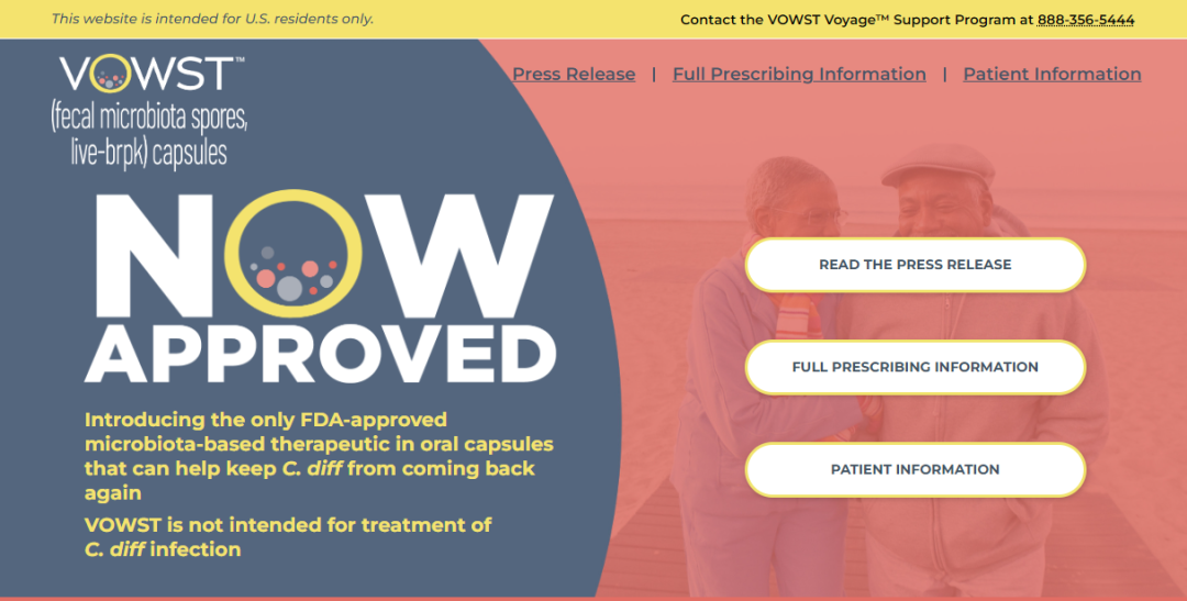 Seres Therapeutics公司网页关于Vowst被批准的消息
