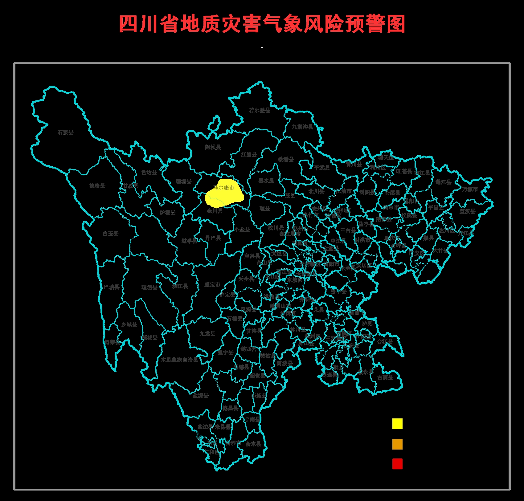日20时至5月12日20时,地质灾害气象风险黄色预警区域为阿坝州马尔康市