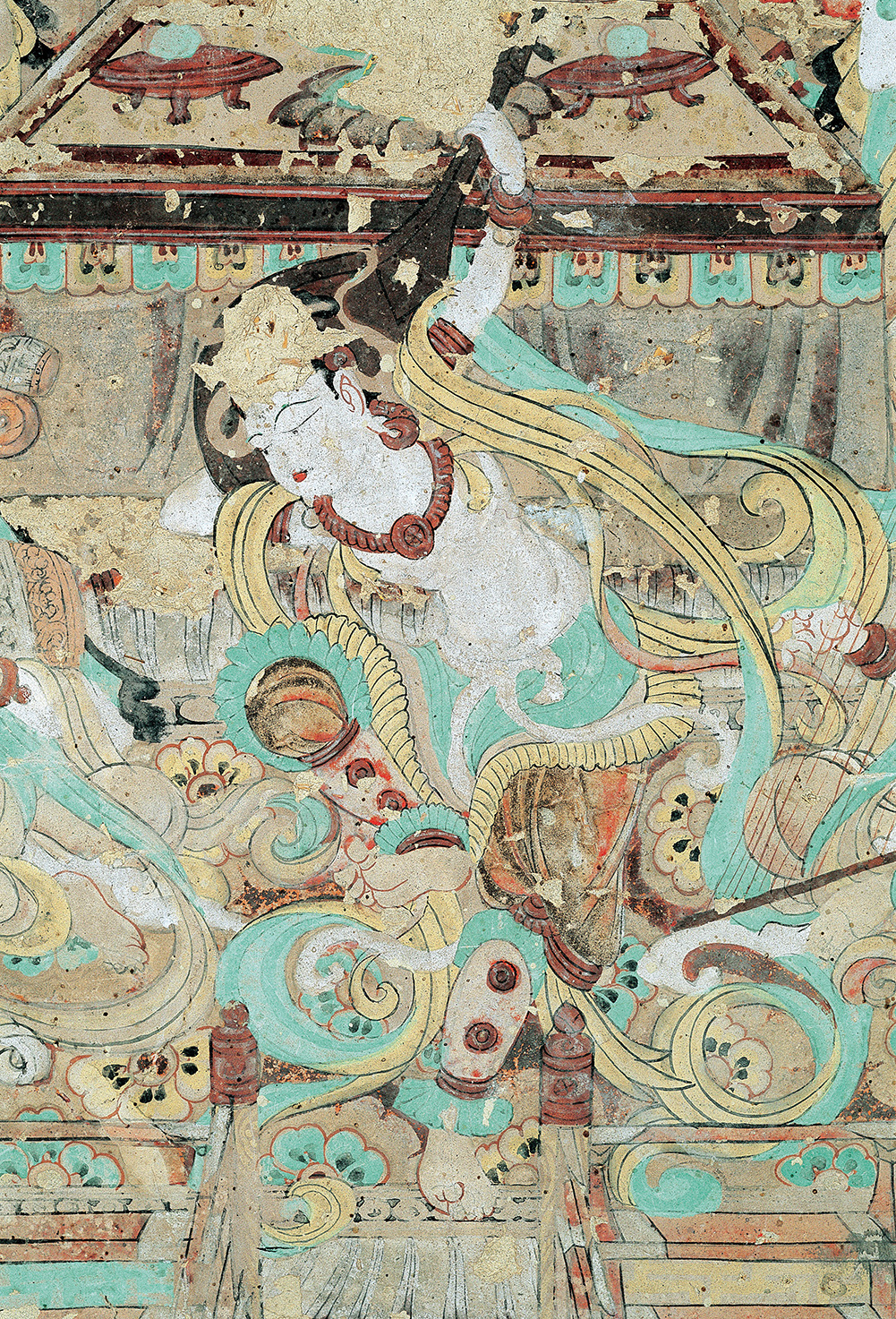 敦煌壁画中的"反弹琵琶".(敦煌研究院供图)