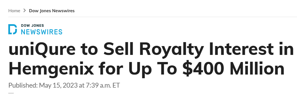 75亿美元的预付款,以换取csl behring在2032年6月30日之前hemgenix