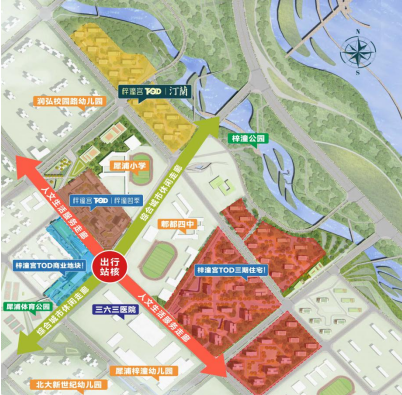 (项目规划示意图)梓潼宫tod整体定位为"多元复合绿色空间,宜居活力