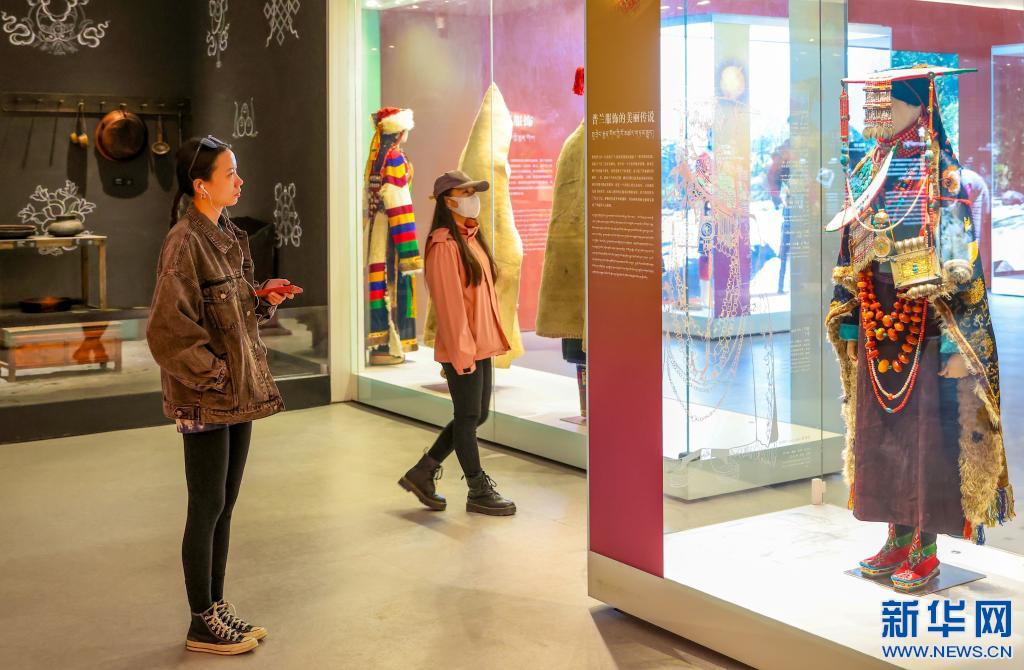 游客在西藏博物馆参观展览(5月17日摄).新华社记者姜帆摄