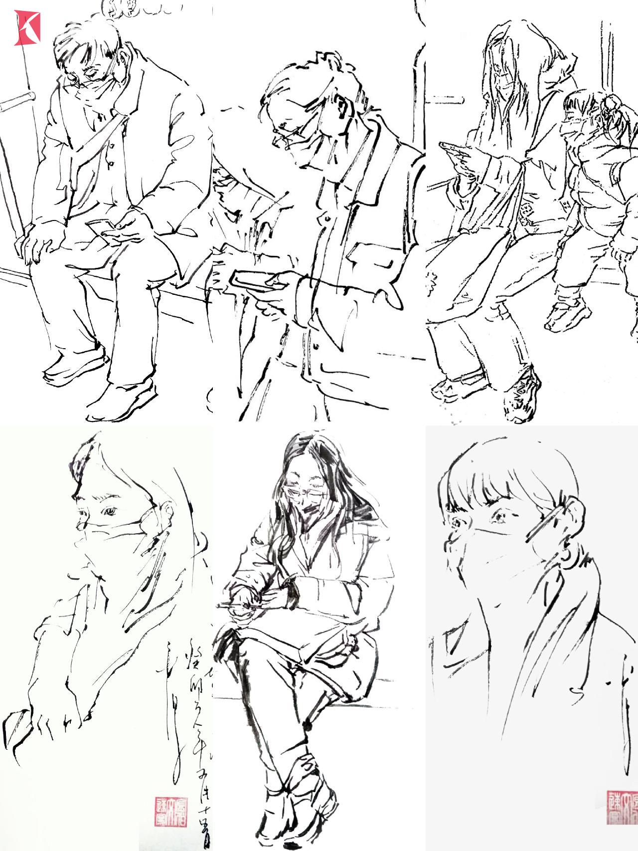 金伯文地铁速写作品