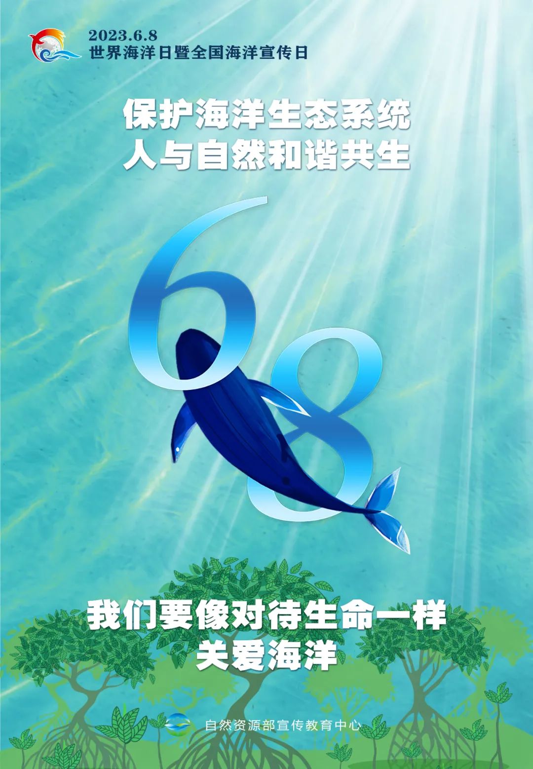 保护海洋生态系统 人与自然和谐共生|海洋日主题海报来了!