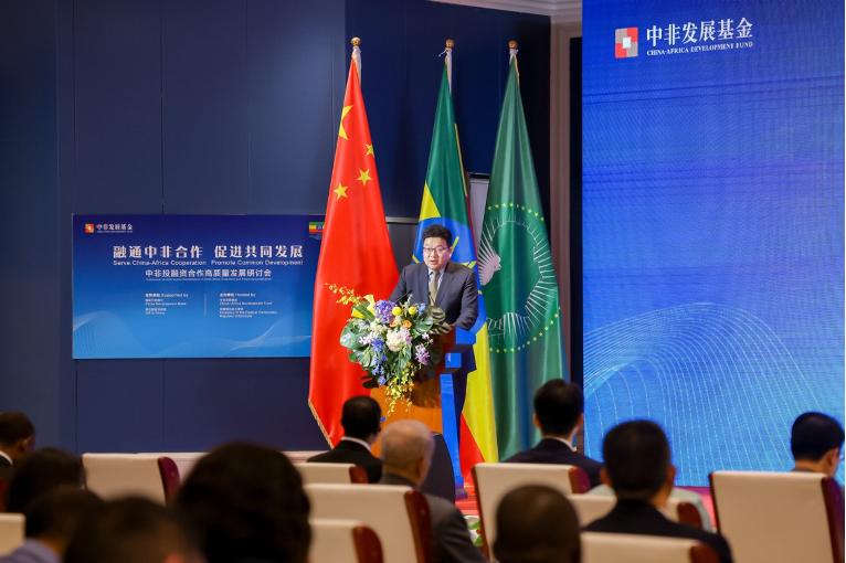 图为中国外交部非洲司副司长周平致辞.