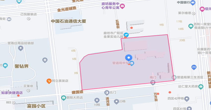 中国石油天然气管道局中学考点平面图：