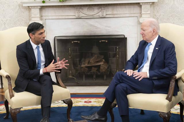 当地时间2023年6月8日,美国华盛顿,美国总统拜登与英国首相苏纳克在