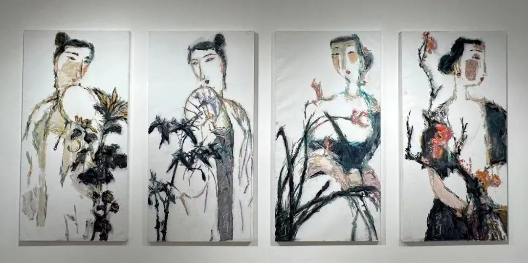 君子与美人系列｜100x200cm * 4｜油画曾风