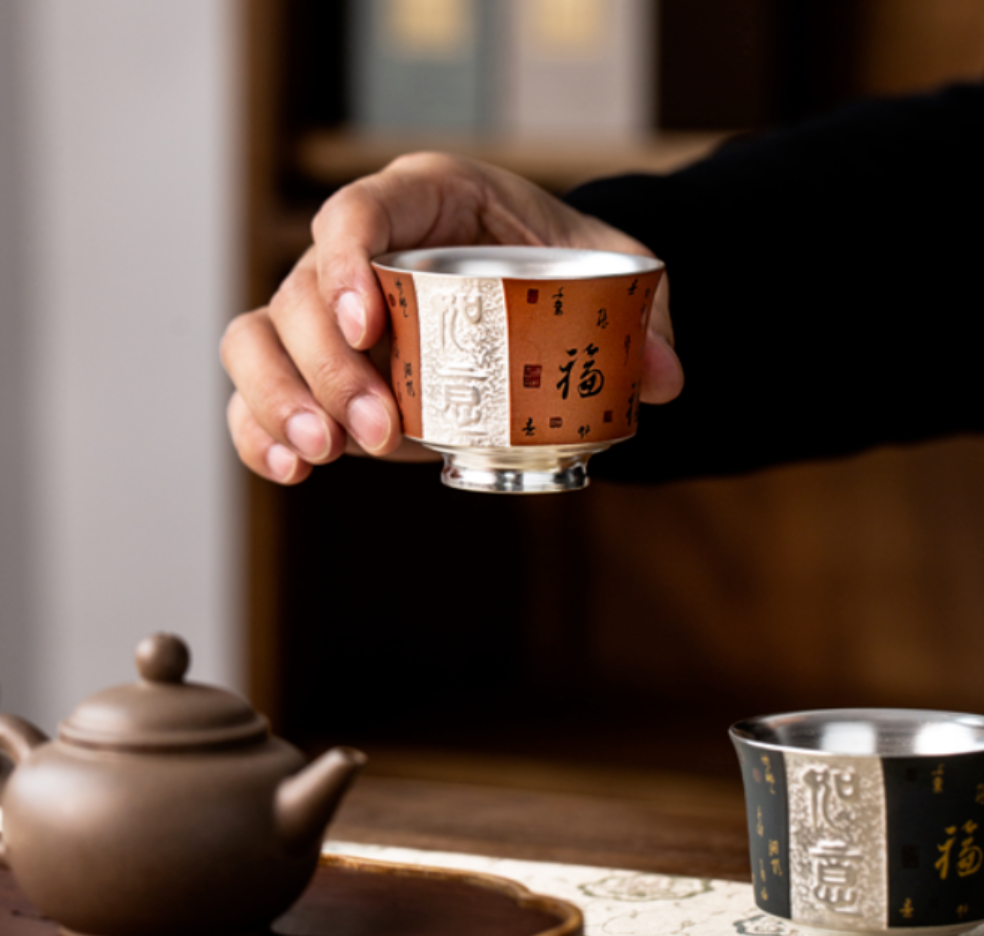 银入茶盏,风雅无双自用送礼,精致有质感喝茶是雅事,银杯是雅物,爱茶之