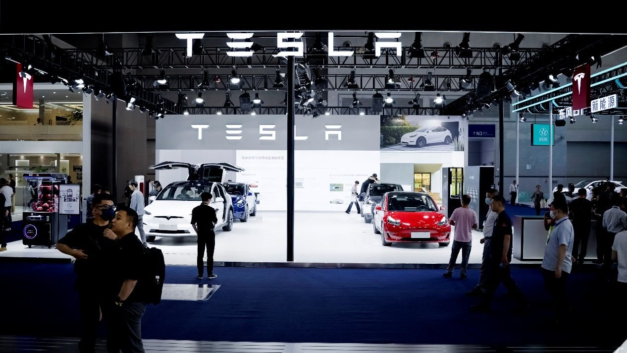 特斯拉展台. 特斯拉供图 华龙网发