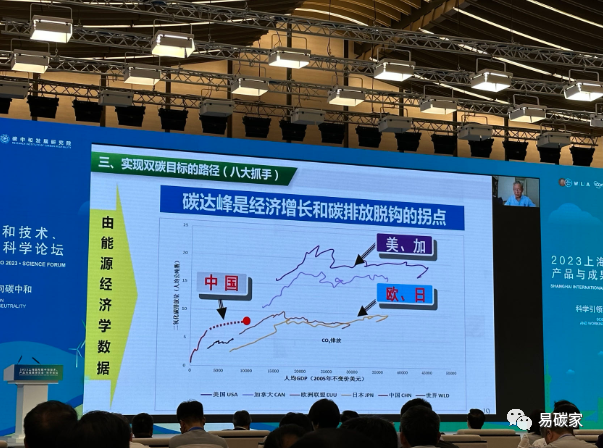 中国工程院院士、原副院长，上海交通大学碳中和发展研究院名誉院长杜祥琬通过视频发表主旨演讲。澎湃新闻记者贺梨萍 图