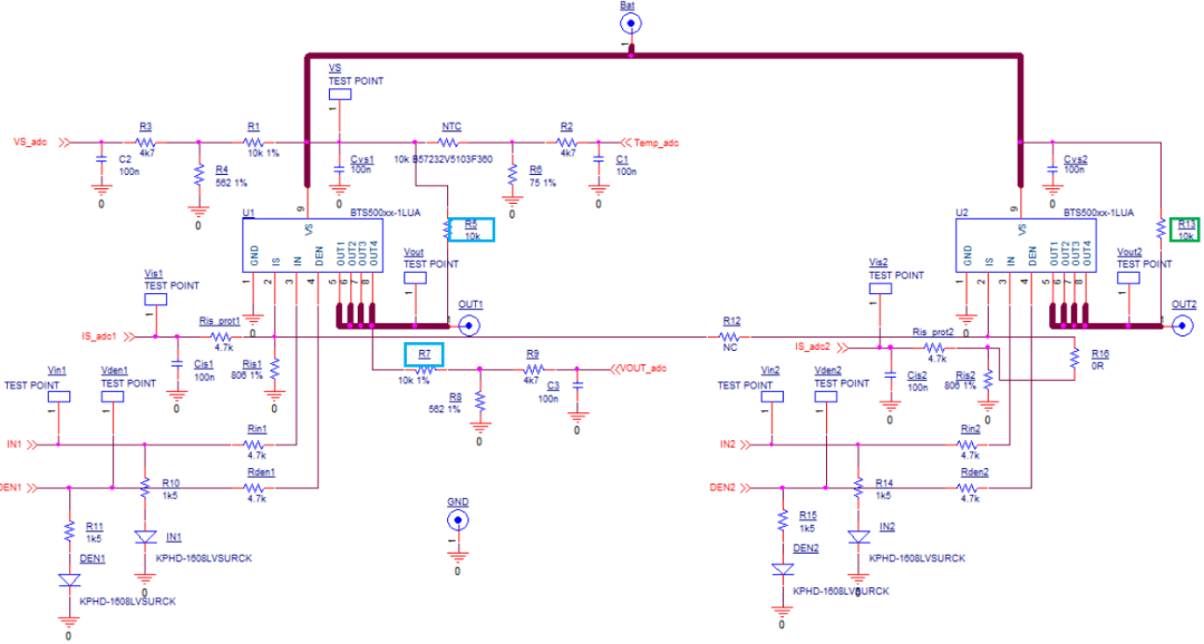 图7. BTS500xx-1LUA Arduino shield 原理图