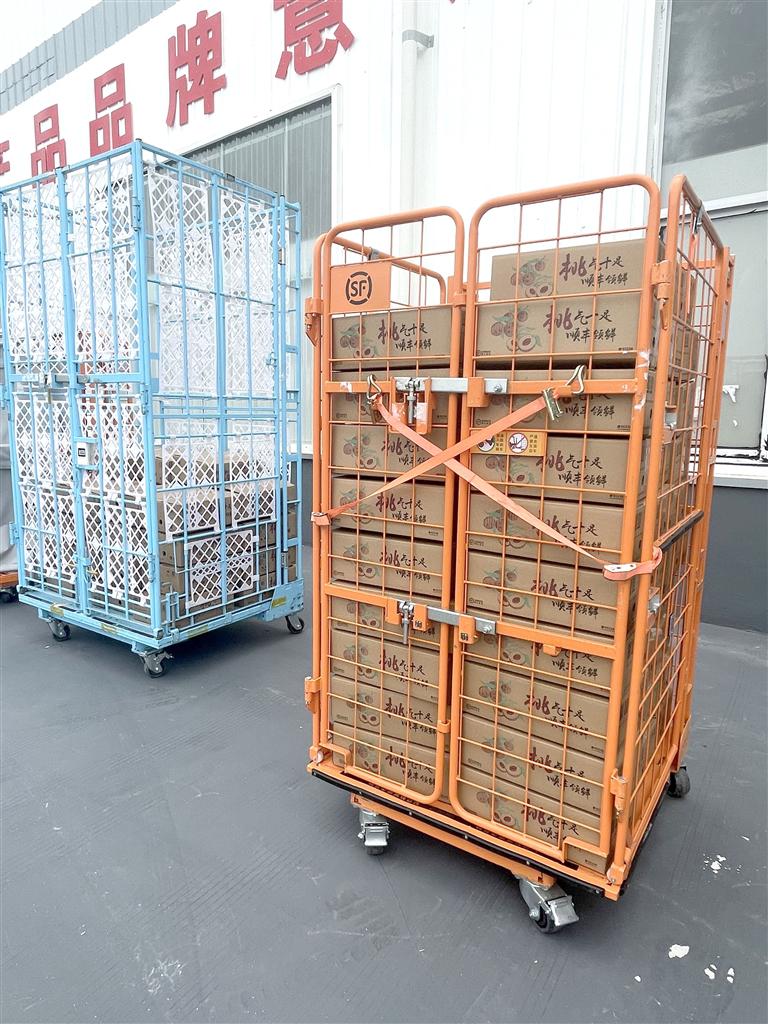 运输水蜜桃的笼车.