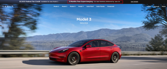 为清理库存，特斯拉为 Model 3 海外用户提供 3 个月免费充电服务