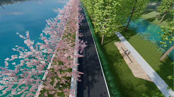 图说:黄浦江中上游堤防防洪能力和景观提升后的效果图 &nbsp;来源