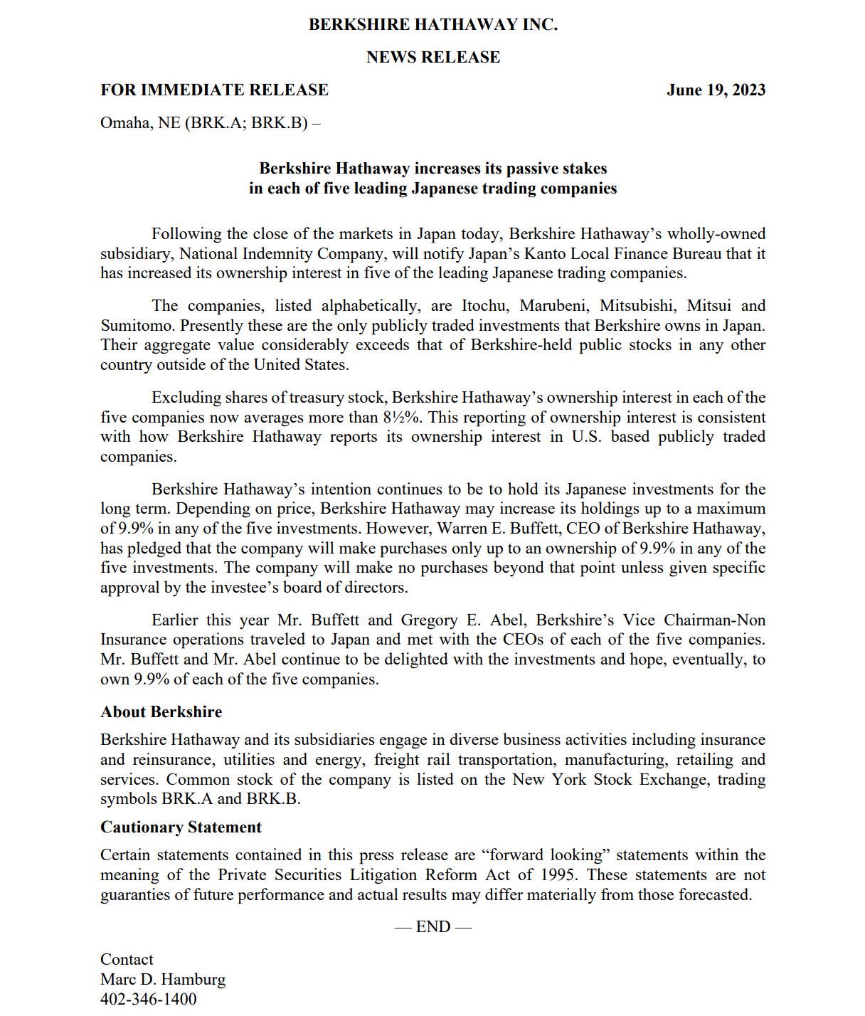 持续看好日本股市？巴菲特“突击”加仓日本五大商社