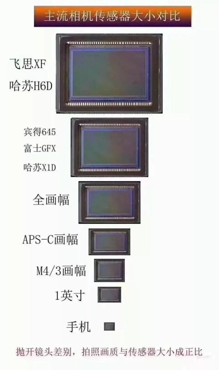 相机不受体积限制，传感器面积可以放飞自我。 图源：网络