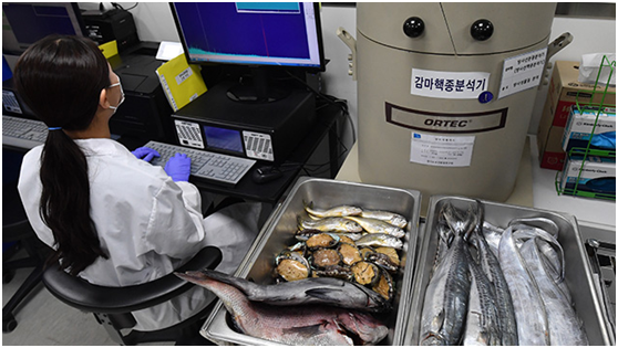 ↑韩国加大对水产品的核辐射检测力度