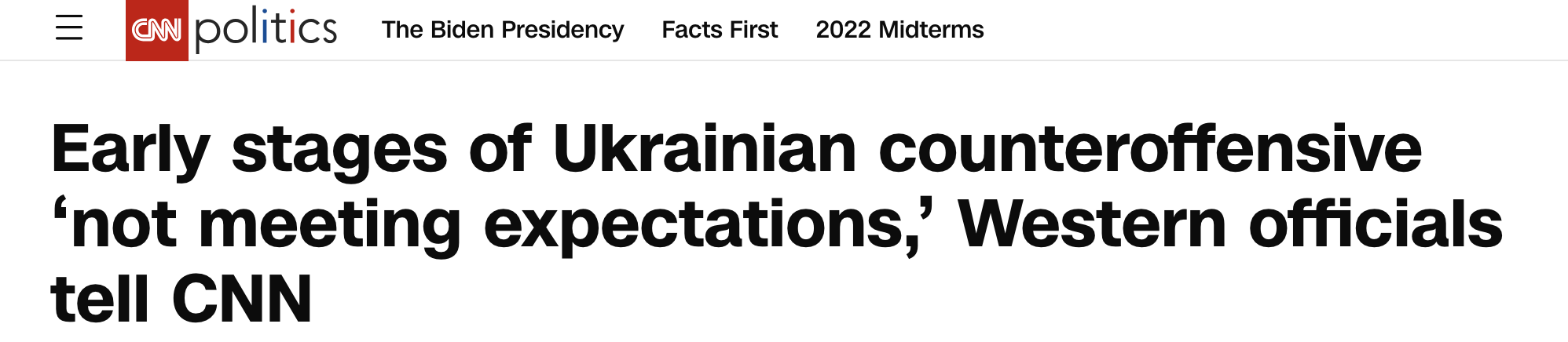 ▲外媒援引西方官员的话报道称，乌克兰目前的反攻表现低于预期