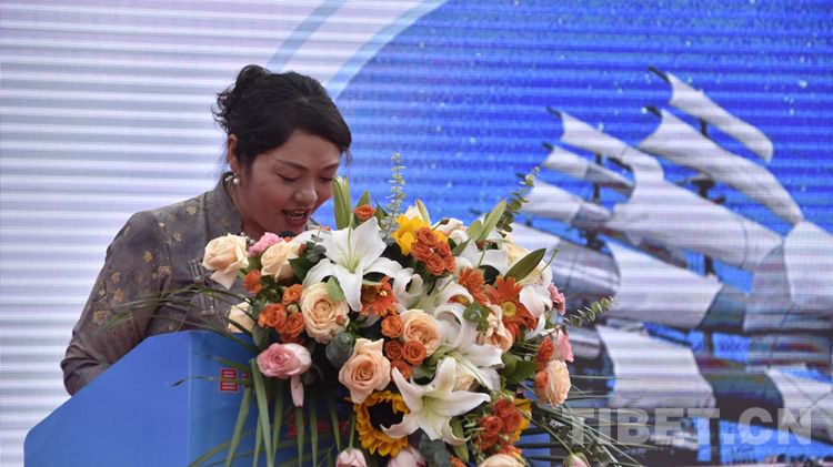 管委会副主任卓玛曲西对昌都新区作推介摄影:次旦拉姆