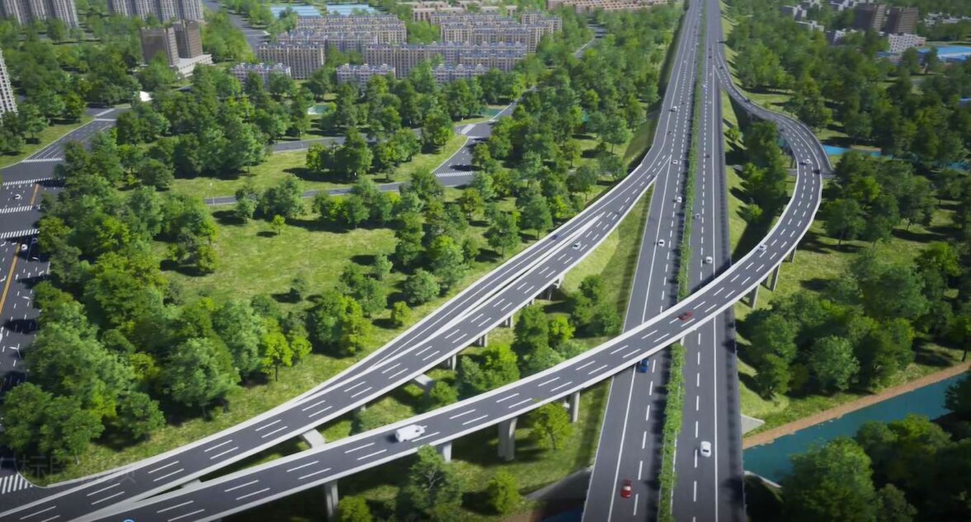 效果图为了方便快速路高架与地面道路连接,开发路东延快速化改造钩烫