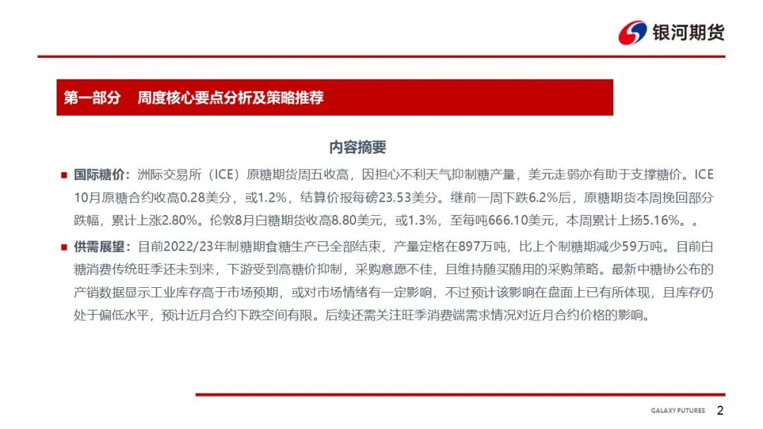 【白糖周报】关注旺季消费端对郑糖近月合约影响