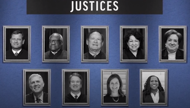 美国联邦最高法院9名大法官(图源:美联社视频截图)
